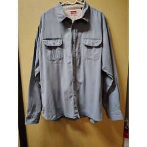 Wrangler premium quality button-down shirt blue denim vintage men's 2XL